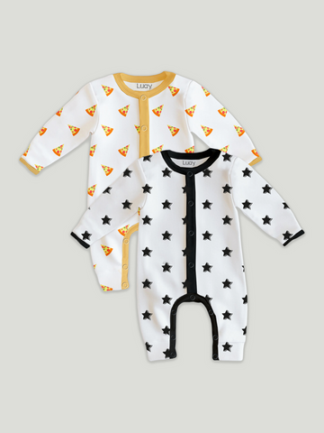 LUAY 100% Cotton Full Sleeves Printed Baby Romper,Bodysuit Jumpsuit for Baby Girls & Baby Boy (Pack of 2)