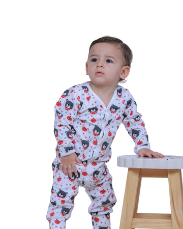 LUAY 100% Cotton Full Sleeves Bear Printed Baby Romper,Bodysuit Jumpsuit for Baby Girls & Baby Boy
