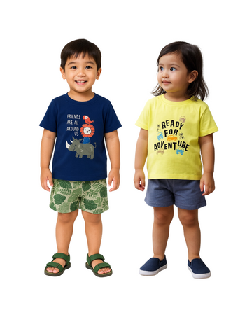 LUAY 100% Cotton Based Baby Boy & Girls Clothing Set Short Sleeve Kids Clothes Boys & Girls Toddler Short Set.