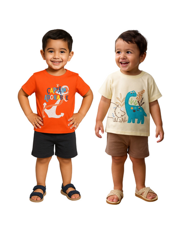 LUAY 100% Cotton Based Baby Boy & Girls Clothing Set Short Sleeve Kids Clothes Boys & Girls Toddler Short Set.