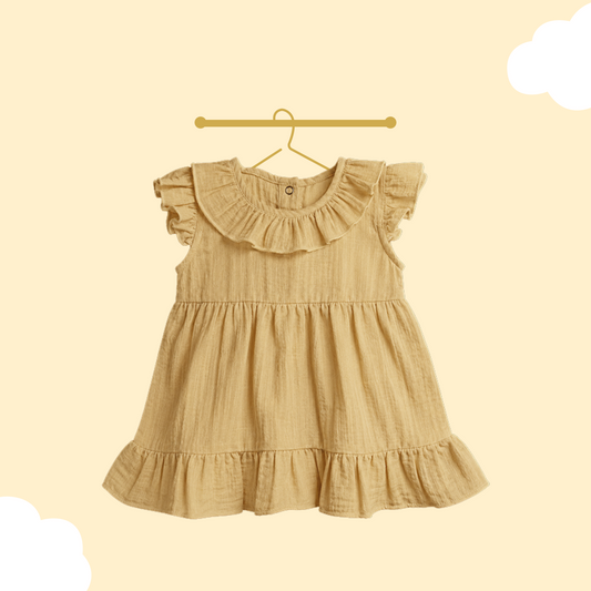 LUAY 100% Linen  Baby Frock, with Frills, Dress for Baby Girls, Cute and Trendy Summer Dress for Babies (Pack of 4)
