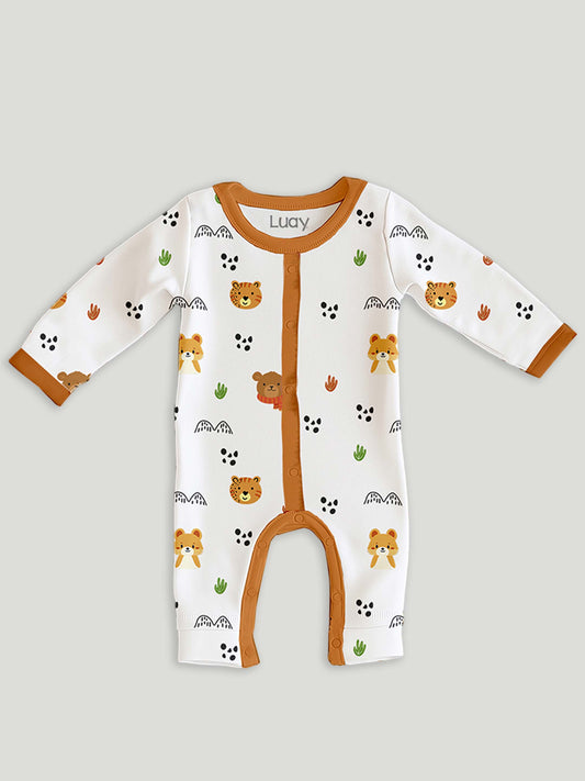 LUAY 100% Cotton Full Sleeves Printed Baby Romper,Bodysuit Jumpsuit for Baby Girls & Baby Boy (Pack of 2)