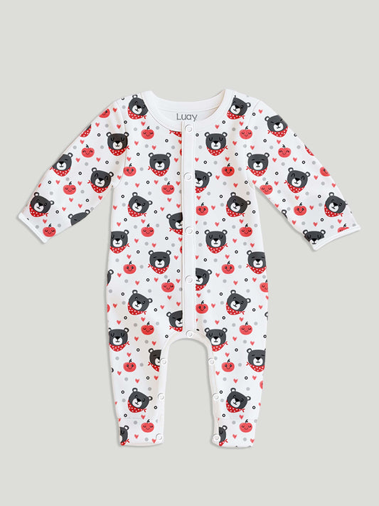 LUAY 100% Cotton Full Sleeves Printed Baby Romper,Bodysuit Jumpsuit for Baby Girls & Baby Boy (Pack of 6)