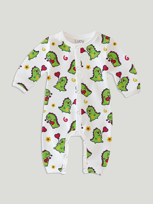 LUAY 100% Cotton Full Sleeves Printed Baby Romper,Bodysuit Jumpsuit for Baby Girls & Baby Boy (Pack of 4)