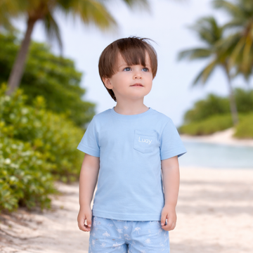 LUAY Baby Boys 100% Bamboo based Ultra- Soft fabric Half Sleeve T-Shirt - Clear Blue