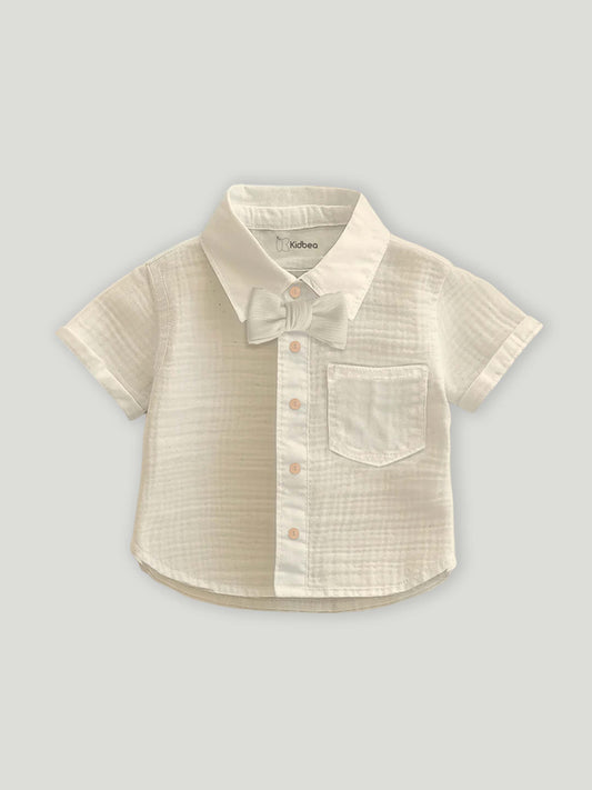 Luay® 100% Linen Shirt & Pant for Kids | Stylish Short-Sleeve Shirt & Comfy Shorts -offWhite.