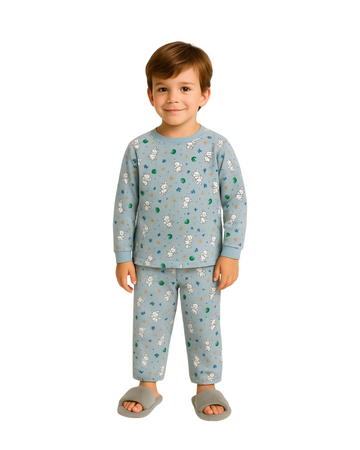 Luay® 100% Cotton Bunny Printed Co-ord Set | Ultra-Soft Stylish & Classy Oufits | Full-Sleeve T-Shirt & Comfy Pants - Sky Blue