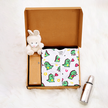 Luay Premium Gift Box Set with The Baby Romper, Baby Feeding Bottle and Teddy Bear Best Assorted Hamper for Babies