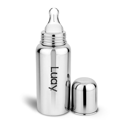 Luay Stainless Steel Baby Feedig Bottle, BPA Fee, Anti-Colic, Plastic-Free, (250 ML)