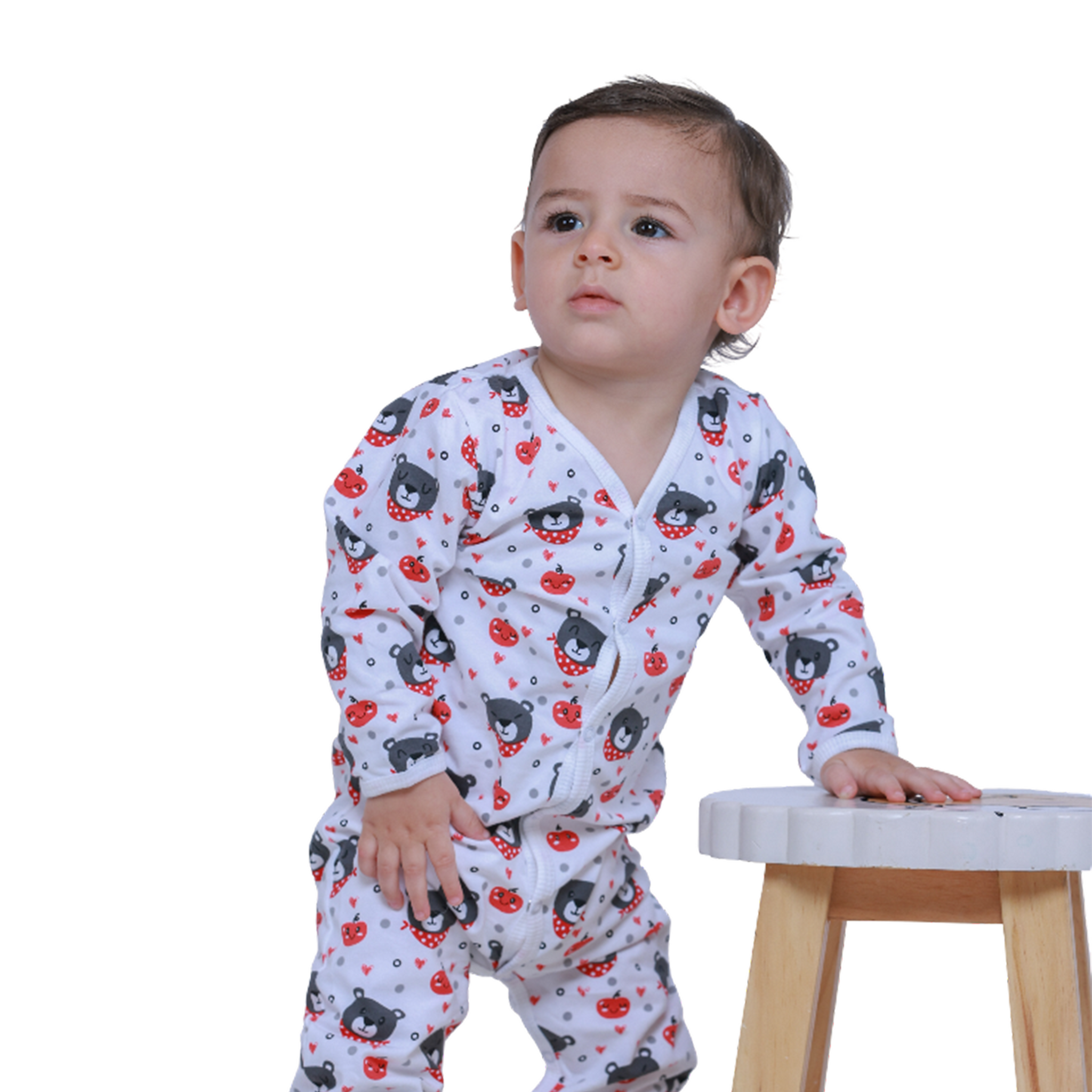 LUAY 100% Cotton Full Sleeves Bear Printed Baby Romper,Bodysuit Jumpsuit for Baby Girls & Baby Boy