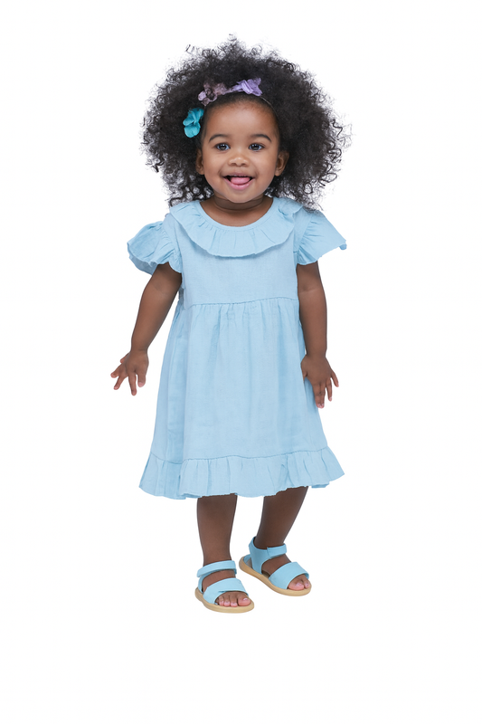 LUAY 100% Linen  Baby Frock, with Frills, Dress for Baby Girls, Cute and Trendy Summer Dress for Babies (Pack of 4)