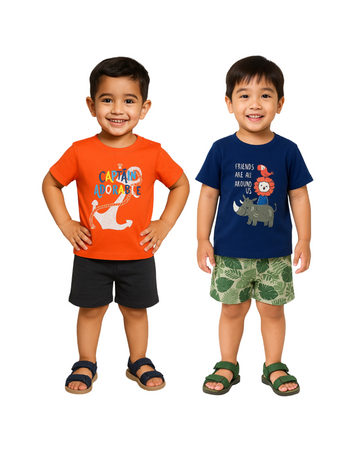 LUAY 100% Organic Cotton Based Baby Boy & Girls Clothing Set Short Sleeve Kids Clothes Boys & Girls Toddler Short Set.