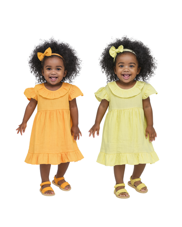 LUAY 100% Linen Baby Frock, with Frills, Dress for Baby Girls, Cute and Trendy Summer Dress for Babies (Pack of 2)