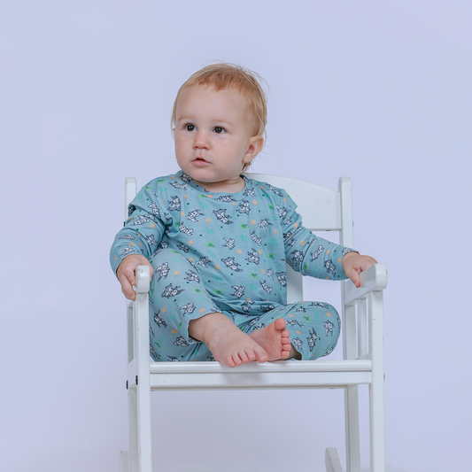 Luay® 100% Cotton Printed Combo Co-ord Set | Ultra-Soft Stylish & Classy Oufits | Full-Sleeve T-Shirt & Comfy Pants - White & Blue.